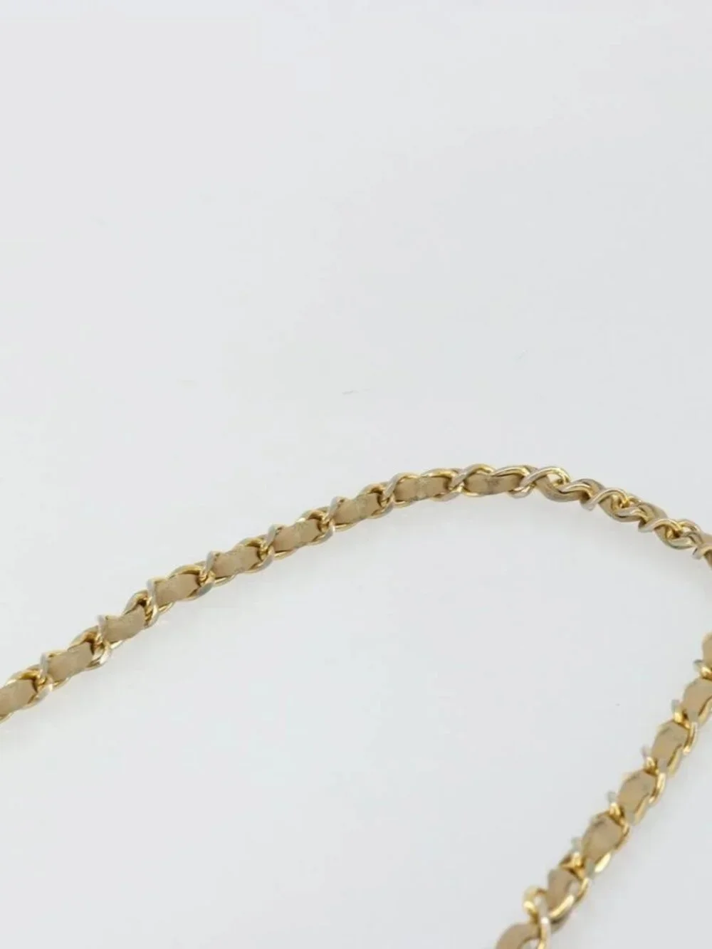 CHANEL Mini Matelasse Chain Shoulder Bag Lamb Skin Beige Gold CC Auth ka4523A